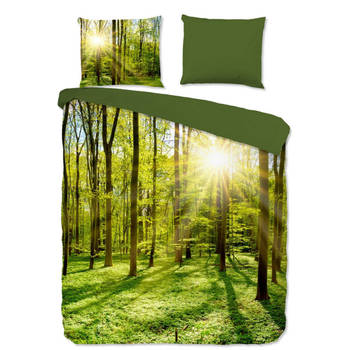 Pure Dekbedovertrek Micropercal Woods - groen 200x200/220cm