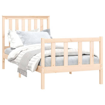 vidaXL Bedframe met hoofdbord massief grenenhout 90x200 cm