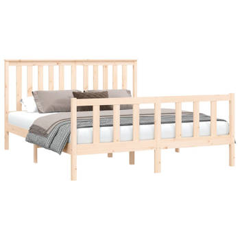 vidaXL Bedframe met hoofdbord massief grenenhout 150x200 cm