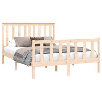 vidaXL Bedframe met hoofdbord massief grenenhout wit 140x200 cm