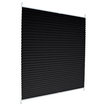 Geplooide blinde Klemmfix zonder boren, 65x200 cm, zwart