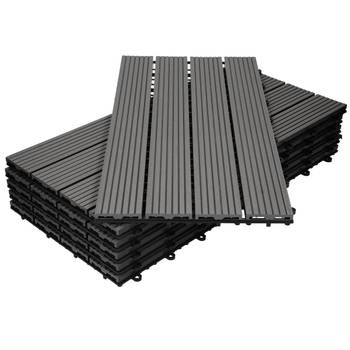 WPC-terras tegels 60 x 30 cm 6er set, 1m², antraciet in houtlook