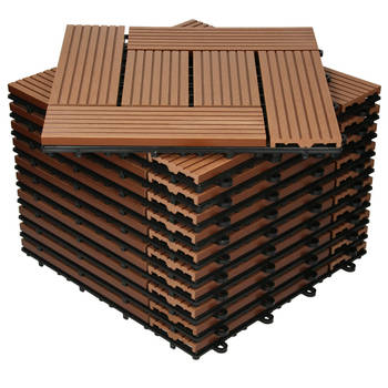 ECD Germany WPC-terras tegels 30x30 cm 44er Spar Set für 4m² lichtbruin mozaïekhout look voor tuinbalkonvloeren