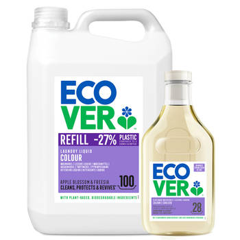 Ecover - Vloeibaar Wasmiddel Color - Gekleurde was - Appelbloesem & Freesia - 5L +1.5L gratis - Voordeelverpakking