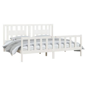 vidaXL Bedframe met hoofdbord massief grenenhout wit 180x200 cm