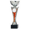 Luxe trofee/prijs beker - zilver - wimpel rood - kunststof - 23 x 8 cm - sportprijs - Fopartikelen
