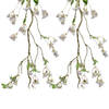 2x stuks kunstbloem/bloesem takken slingers - wit/roze - 130 cm - Kunstplanten