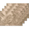 Zeller placemats palm print - 8x - 45 x 30 cm - beige/groen - linnen - Placemats