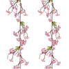 2x stuks kunstbloem/bloesem takken slingers - roze - 187 cm - Kunstplanten