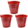 3x bloempotjes/plantenpotjes bloemen relief - zink - D11 x H11 cm - rood - Plantenpotten