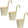 3x stuks bloempotten ophangbaar - zink - 14 x 24 cm - creme - Plantenpotten