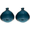 Atmosphera bloemenvaas - 2x - Organische bol fles vorm - blauw transparant - glas - H22 x D21 cm - Vazen