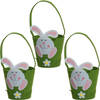 3x stuks paasmandjes met Paashaas - vilt - groen - D15 x H31 cm - Feestdecoratievoorwerp