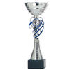 Luxe trofee/prijs beker - zilver/blauw decoratie - kunststof - 22 x 8 cm - sportprijs - Fopartikelen