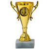 Luxe trofee/prijs beker met sierlijke oren - goud - kunststof - 13 x 8 cm - sportprijs - Fopartikelen