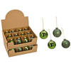 24x stuks luxe gedecoreerde glazen kerstballen groen 6 cm - Kerstbal