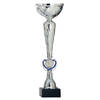 Luxe trofee/prijs beker met blauw accent - zilver - kunststof - 32 x 10 cm - sportprijs - Fopartikelen
