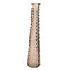 Vaas/bloemenvaas van gerecycled glas - D7 x H32 cm - transparant roze/bruin - Vazen