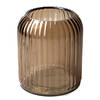 Jodeco Bloemenvaas - striped lichtbruin/transparant glas - H13 x D11cm - Vazen