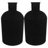 Countryfield vaas - 2x stuks - mat zwart glas - fles - D14 x H27 cm - Vazen