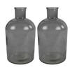 Countryfield vaas - 2x stuks - grijs glas - fles - D17 x H31 cm - Vazen