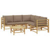 vidaXL 6-delige Loungeset met kussens bamboe taupe