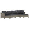 vidaXL 5-delige Loungeset met kussens poly rattan grijs