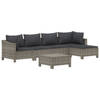 vidaXL 6-delige Loungeset met kussens poly rattan grijs