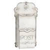 HAES DECO - Brievenbus vintage wit metaal met ornamenten en tekst "POST", formaat 24x8x46 cm