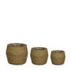 DKNC - Manden zeegras Rome - Natuur met plastic - 38x36cm - Set van 3 - Bruin