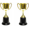 Prijsbeker/trofee met handvatten - 2x - goud - kunststof - 23 cm - Fopartikelen