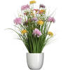 Kunstbloemen boeket lila paars - in pot wit - keramiek - H70 cm - Kunstbloemen