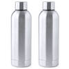 RVS waterfles/drinkfles - 2x - kleur metallic zilver - schroefdop - 800 ml - Drinkflessen