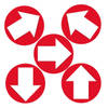 Pakket van 5x stuks richting aangeven pijlen stickers rood/wit 14.8 cm - Feeststickers