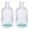 H&S Collection Fles Bloemenvaas Salerno - 2x - Gerecycled glas - transparant - D12 x H23 cm - Vazen