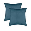 Atmosphera Bank/sierkussens huiskamer Sophia - 2x - 55 x 55 cm - Blauw - polyester - met rits - Sierkussens