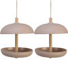 2x stuks vogel voedersilo hangend - bamboe hout - taupe - 21 x 25 cm - Vogelvoederhuisjes