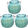 3x citronella kaarsen in glas - 15 branduren - D8 x H8 cm - blauw - geurkaarsen