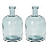 H&S Collection Fles Bloemenvaas Umbrie - 2x - Gerecycled glas - transparant - D15 x H24 cm - Vazen