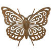 Tuin/schutting decoratie vlinder - metaal - roestbruin - 22 x 18 cm - Tuinbeelden