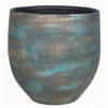 Pot madeira d17 h16 cm blauw goud keramiek