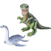 Speelgoed set van 2x pluche dino knuffels T-Rex en Plesiosaurus van 30 cm - Knuffeldier