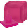 Santex servies set karton - 20x bordjes/25x servetten - fuchsia roze - Feestbordjes