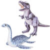 Speelgoed set van 2x pluche dino knuffels T-Rex en Plesiosaurus van 30 cm - Knuffeldier