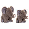 Keel Toys - Pluche knuffel dieren set 2x olifanten 18 en 25 cm - Knuffeldier