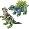 Speelgoed set van 2x pluche dino knuffels T-Rex en Stegosaurus van 30 cm - Knuffeldier