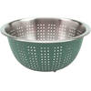 Excellent Houseware RVS keuken vergiet/zeef - afgieten etenswaren - groen - 24 x 11 cm - Vergieten