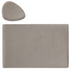 Placemats en onderzetters - set 6x - lederlook - metallic taupe - Placemats