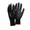 ECD Germany 60 paar werkhandschoenen met PU coating - maat 7-S - zwart - monteurshandschoenen