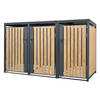 Vuilnisbak voor 3 bakken 240L 200x80x116,3 cm antraciet/houtlook staal ML-Design